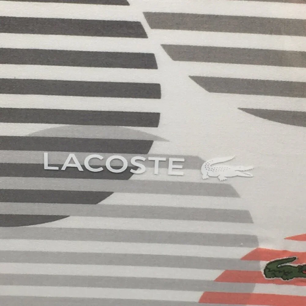 2pc Lacoste TWIN Duvet Sham Set Modern Striped Circle Burnt Coral Gray MSRP $250